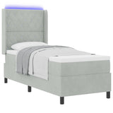 Letto con Box Springs LED e Materasso Grigio chiaro 80 x 200 cm
