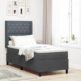Letto a molle con materasso Grigio scuro 80 x 200 cm Velluto