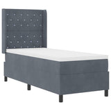 Letto a molle con materasso Grigio scuro 80 x 200 cm Velluto