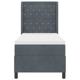 Letto a molle con materasso Grigio scuro 80 x 200 cm Velluto