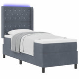 Letto con Box Springs LED e Materasso Grigio scuro 80 x 200 cm