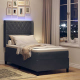 Letto a molle con materasso Grigio scuro 90 x 200 cm Velluto