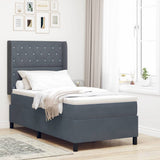 Letto a molle con materasso Grigio scuro 90 x 200 cm Velluto