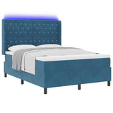 Letto con Box Springs LED e Materasso Blu 140 x 190 cm Velluto