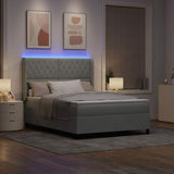Letto con Box Springs LED e Materasso Argille Grigio chiaro