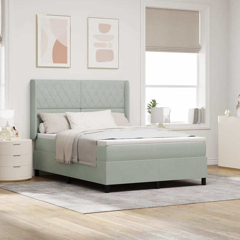 Letto con Box Springs LED e Materasso Argille Grigio chiaro