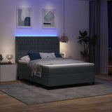 Letto con Box Springs LED e Materasso Grigio scuro 140 x 200 cm