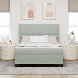 Letto a molle con materasso Grigio chiaro 160 x 200 cm Velluto