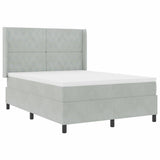 Letto a molle con materasso Grigio chiaro 160 x 200 cm Velluto