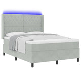 Letto con Box Springs LED e Materasso Argille Grigio chiaro