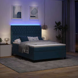 Letto con Box Springs LED e Materasso Blu 160 x 200 cm Velluto