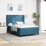 Letto con Box Springs LED e Materasso Blu 160 x 200 cm Velluto