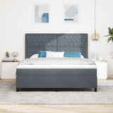 Letto a molle con materasso Grigio scuro 180 x 200 cm Velluto
