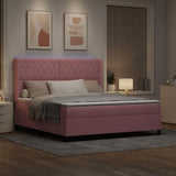 Letto a molle con materasso con led Rosa 180 x 200 cm Velluto