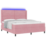 Letto a molle con materasso con led Rosa 180 x 200 cm Velluto