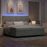 Letto con Box Springs LED e Materasso Argille Grigio chiaro