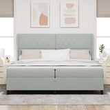 Letto a molle con materasso Grigio chiaro 200 x 200 cm Velluto