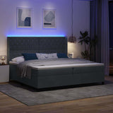 Letto con Box Springs LED e Materasso Grigio scuro 200 x 200 cm