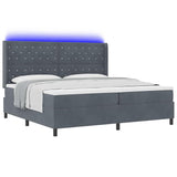 Letto con Box Springs LED e Materasso Grigio scuro 200 x 200 cm