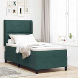 Letto a molle con strisce LED Verde Scuro 80 x 200 cm Velluto