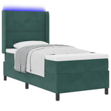 Letto a molle con strisce LED Verde Scuro 80 x 200 cm Velluto