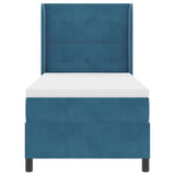 Letto a molle con strisce LED Blu 90 x 190 cm Velluto