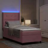 Letto a molle con materasso con led Rosa 90 x 190 cm Velluto