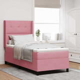 Letto a molle con materasso con led Rosa 90 x 190 cm Velluto
