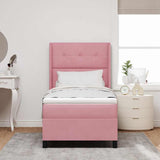 Letto a molle con materasso con led Rosa 90 x 190 cm Velluto