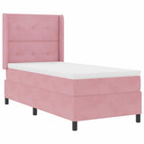 Letto a molle con materasso con led Rosa 90 x 190 cm Velluto
