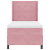 Letto a molle con materasso con led Rosa 90 x 190 cm Velluto