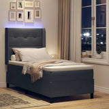 Letto a molle con strisce LED Grigio scuro 90 x 200 cm Velluto