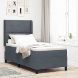 Letto a molle con strisce LED Grigio scuro 90 x 200 cm Velluto