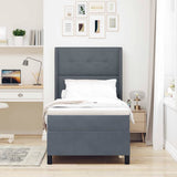 Letto a molle con strisce LED Grigio scuro 90 x 200 cm Velluto