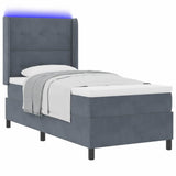 Letto a molle con strisce LED Grigio scuro 90 x 200 cm Velluto