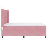 Letto a molle con strisce LED Rosa 140 x 200 cm Velluto
