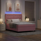 Letto a molle con strisce LED Rosa 160 x 200 cm Velluto