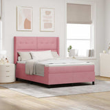 Letto a molle con strisce LED Rosa 160 x 200 cm Velluto