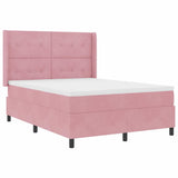 Letto a molle con strisce LED Rosa 160 x 200 cm Velluto