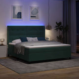 Letto a molle con strisce LED Verde Scuro 180 x 200 cm Velluto