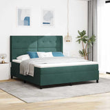 Letto a molle con strisce LED Verde Scuro 180 x 200 cm Velluto