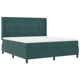 Letto a molle con strisce LED Verde Scuro 180 x 200 cm Velluto