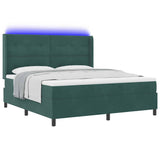 Letto a molle con strisce LED Verde Scuro 180 x 200 cm Velluto