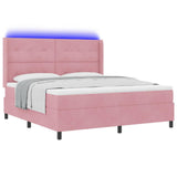 Letto a molle con materasso con led Rosa 180 x 200 cm Velluto