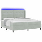 Letto a molle con testiera Grigio chiaro 200 x 200 cm Velluto