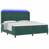 Letto a molle con strisce LED Verde Scuro 200 x 200 cm Velluto