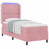 Letto a molle con materasso con led Rosa 80 x 200 cm Velluto