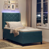 Letto a molle con strisce LED Blu 90 x 190 cm Velluto