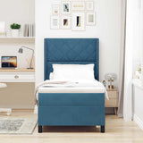 Letto a molle con strisce LED Blu 90 x 190 cm Velluto