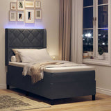 Letto a molle con materasso Grigio scuro 90 x 200 cm Velluto